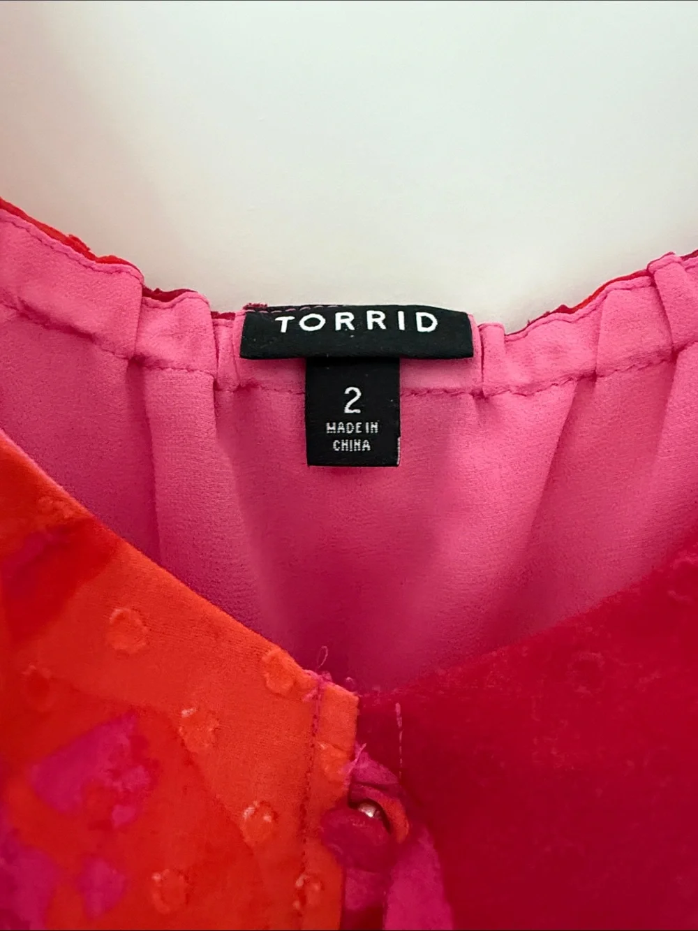 Torrid. Size 2X. Bright Pink & Orange Ruffle Cami Tunic